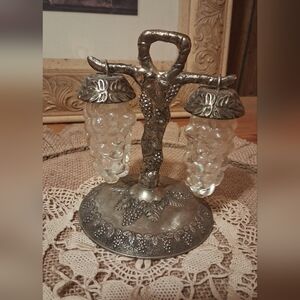 Vintage Silver Hanging Grape Cluster Salt And Pepper Shakers